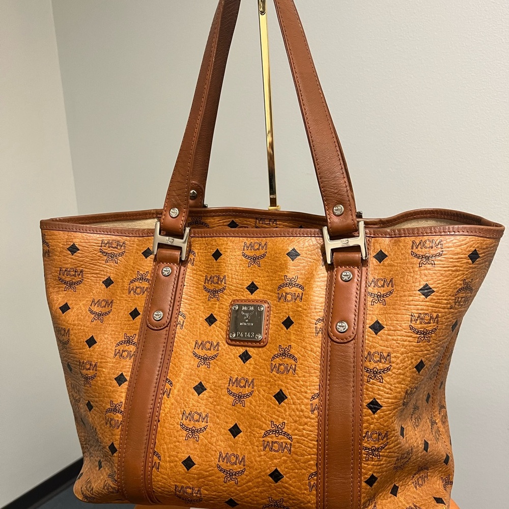MCM Cognac Brown Visetos Monogram Tote!!